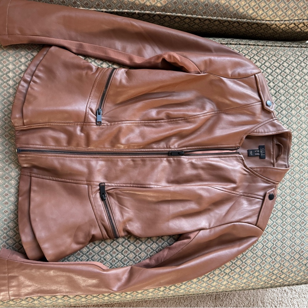 G.I.L.I. Women's Brown Bomber Jacket faux leather